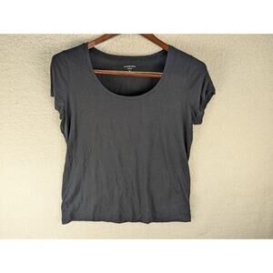 Lands' End Shaped Short‎ Sleeve Jersey Knit Shirt Black Large